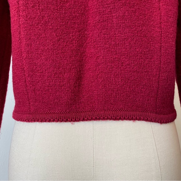 Vintage EUC 80’s CARROLL REED Wool Cropped Cardigan Sweater Small Red - Picture 14 of 16